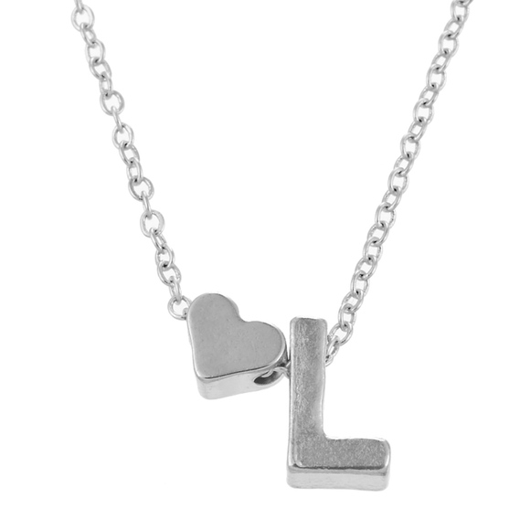 Silver/Gold Q Initial Heart Charm Necklace - Picture 7 of 8